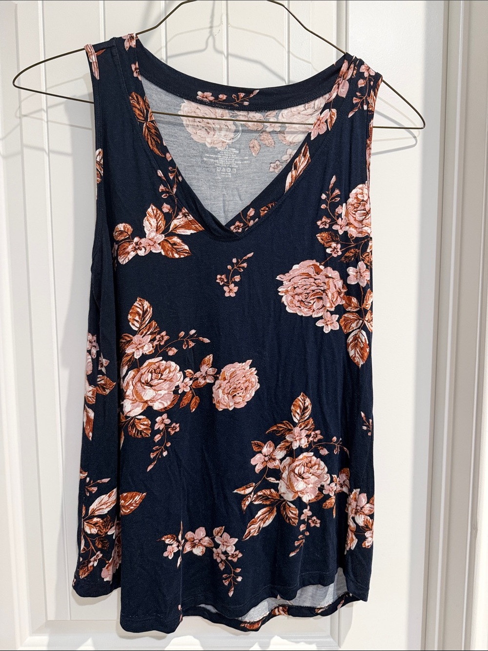 Maurices Navy Floral V-Neck Tank Top
